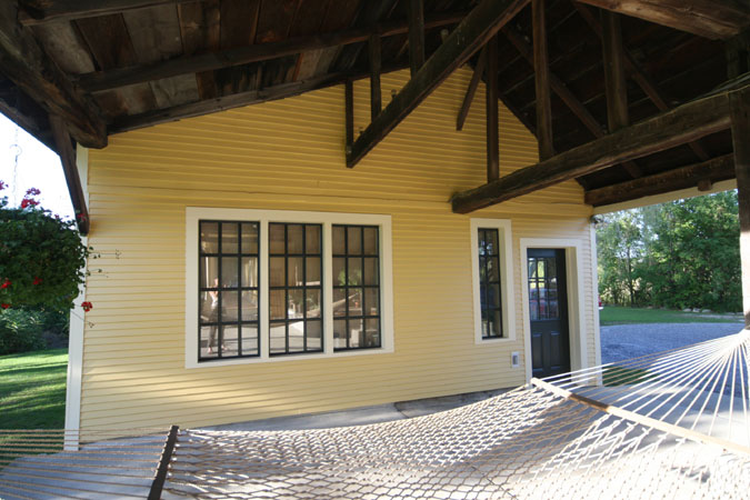 View of the shop from within the breezeway